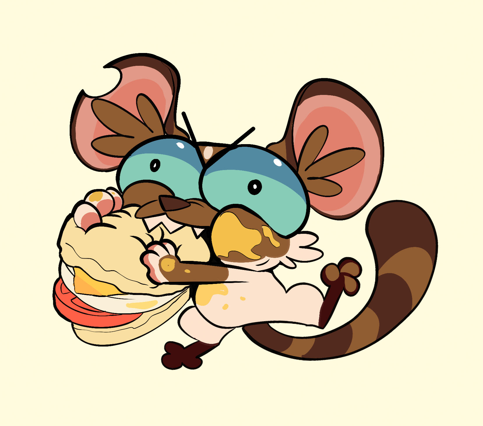 Izzy Eating a Runny Egg Sandwich - HappyRaccoons, 2025